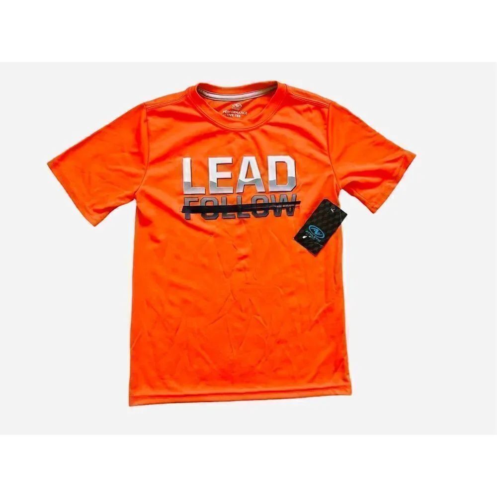 NWT Boys Athletic Works Performance Active Lead Dont Follow Tee Shirt Sz S 6/7